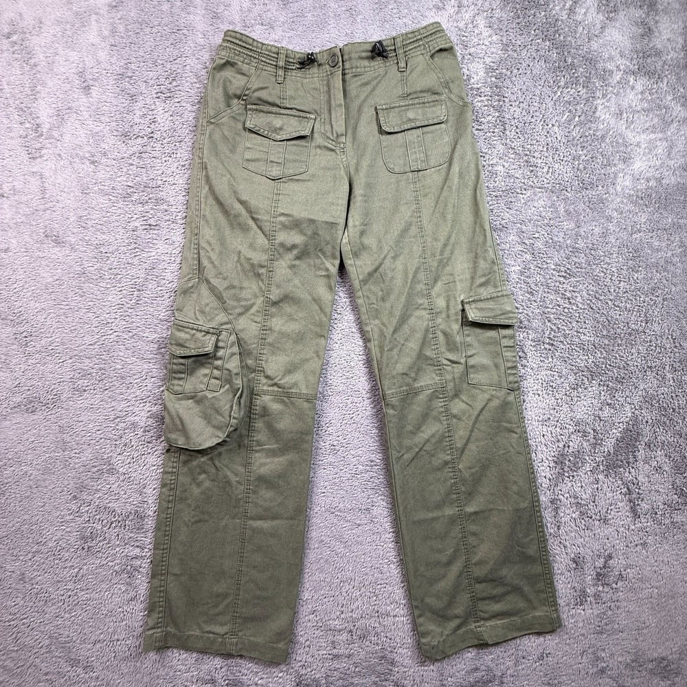 J Galt Brandy Melville Army Style Cargo Pants Womens M 27" Waist  Adjustable Grn